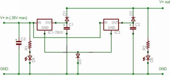 doubling electric current output for 78xx regulator