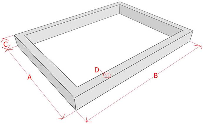 Схема: длина, толщина и высота термоопалубки, нужная для расчетов