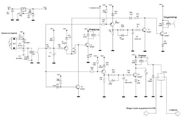 Схема управления плазморезом и осциллятором