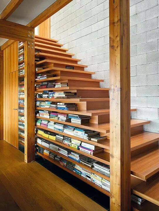 Book stacked staircase
