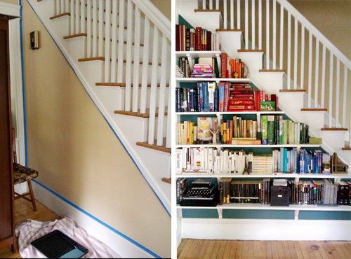 DIY Stairwell Bookshelf